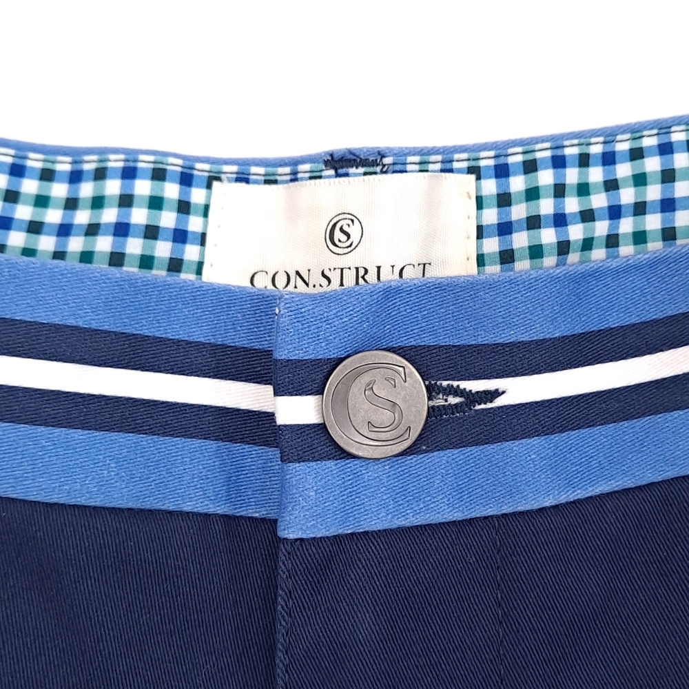 Con.Struct Men's Chino Pants Navy Blue Contrasting Waistband Stretch - Sz 48x30 - Picture 8 of 12
